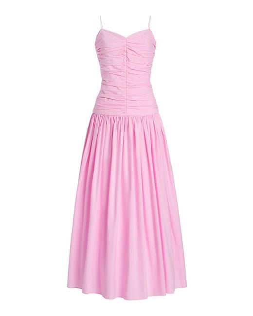 Matteau Pink Exclusive Gathered Cotton Drop-Waist Dress