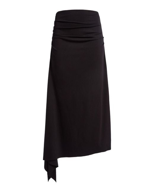 Victoria Beckham Black Asymmetrical Gathered Skirt