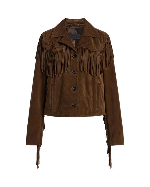 Nili Lotan Brown Eloi Fringed Suede Jacket