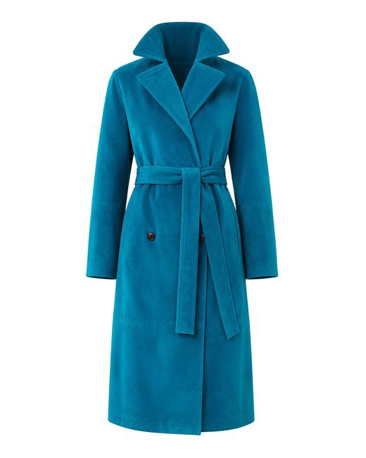 Alaïa Blue Suede Trench Coat