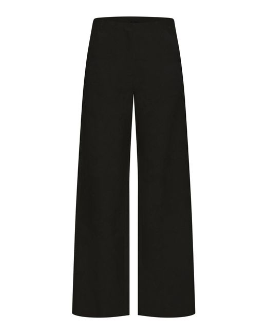 St. Agni Black Jacquard Minimal Silk Wool Pants