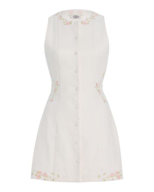 Mirror Palais Embroidered Cotton Mini Dress in White | Lyst