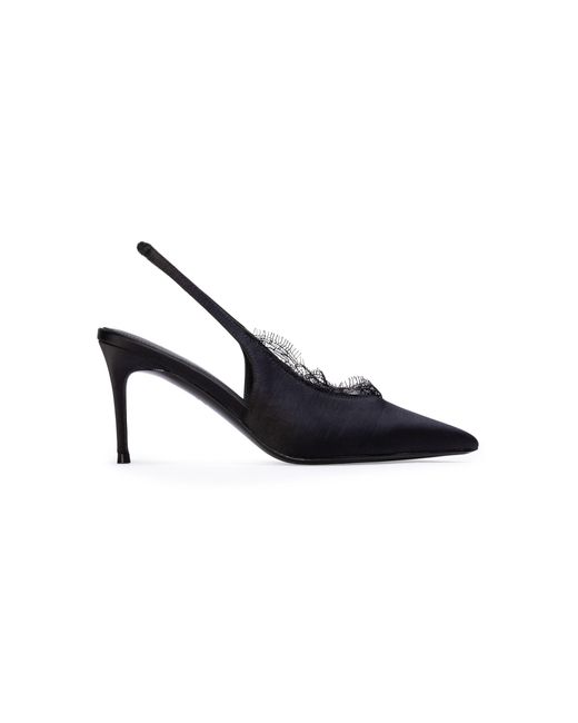 Black Suede Studio Black Royale Satin Pumps