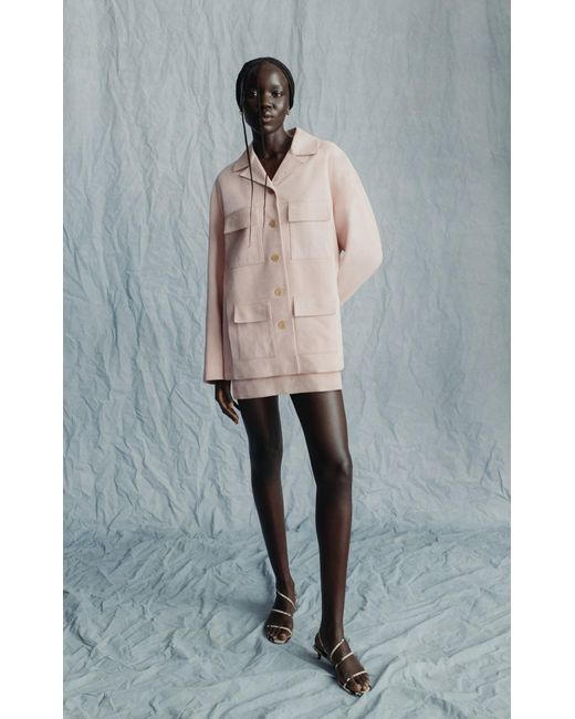 Khaite Pink Jett Suede Mini Skirt