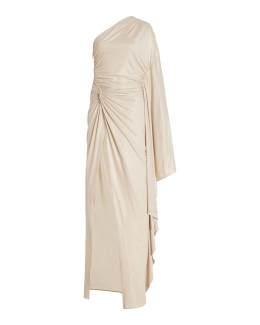 LAPOINTE White Ruched Coated Jersey Gown
