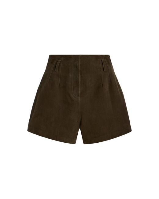 Frankie Shop Green Lise Suede Shorts
