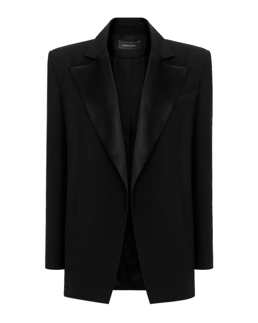 Aureliana Black Wool-Silk Tuxedo Jacket
