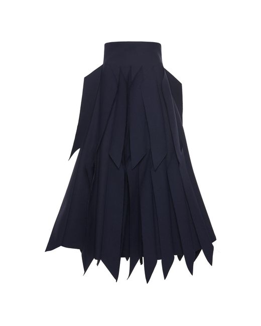 A.W.A.K.E. MODE Blue Panel-Appliquéd Wool-Blend Midi Skirt