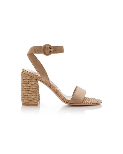 Gianvito Rossi White Luana Suede And Raffia Sandals