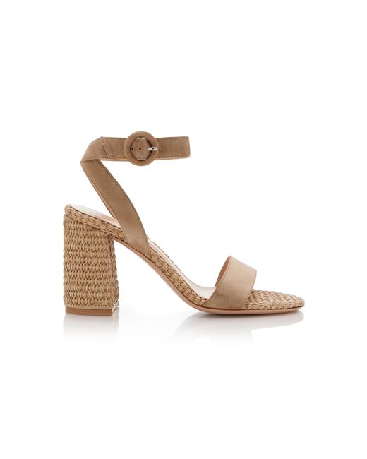 Gianvito Rossi White Luana Suede And Raffia Sandals