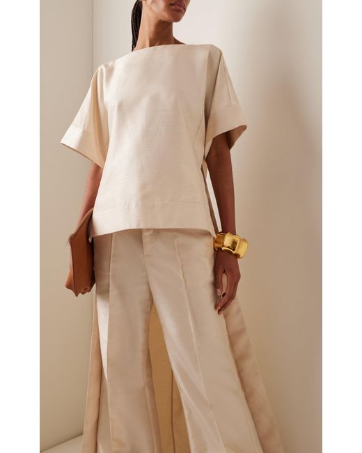 Rosie Assoulin Natural Boxed In Draped Top