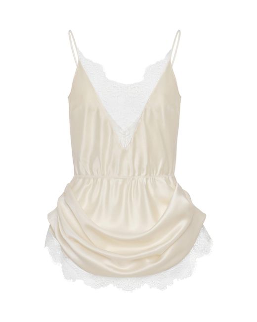 Magda Butrym White Lace-Trimmed Silk-Wool Top