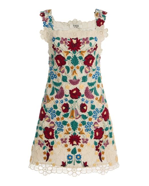 Sea Katharine Embroidered Cotton Mini Dress | Lyst
