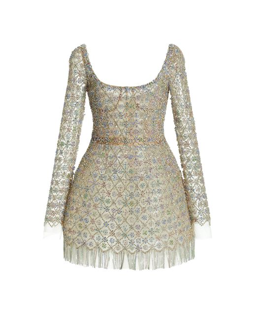 Oscar de la Renta Natural Crystal-embellished Mini Dress