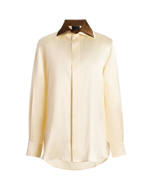 Bevza Natural Exclusive Double-Collar Satin Shirt