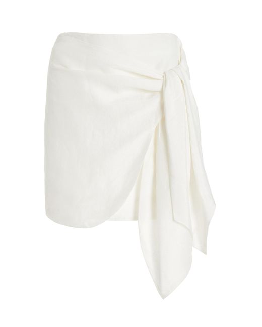 Significant Other White Celeste Linen-blend Mini Skirt