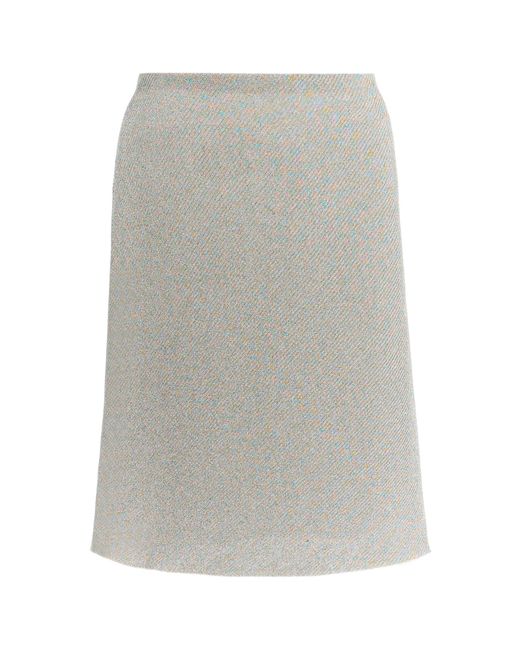 Miu Miu Gray Lamé Ribbed-Knit Midi Skirt