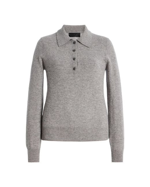 Nili Lotan Gray Prescott Cashmere Polo Sweater