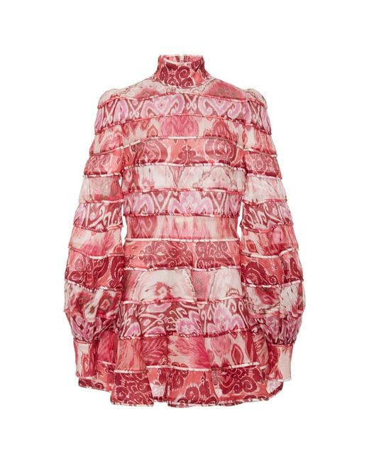 Zimmermann Pink Wavelength Spliced Mini Dress