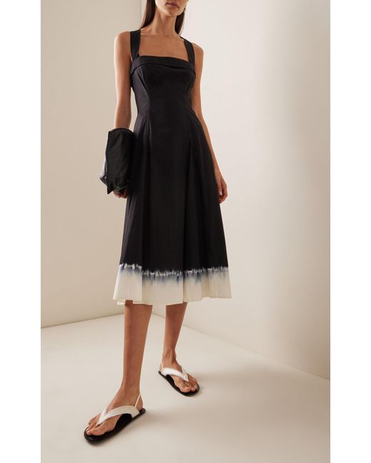 Proenza Schouler Black Edie Tie-dyed Cotton Poplin Midi Dress