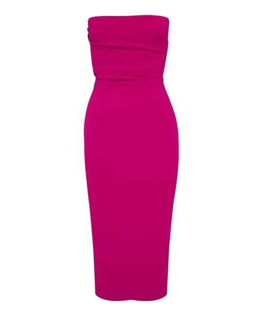 Alex Perry Fitted Dylan Midi Dress in Pink | Lyst