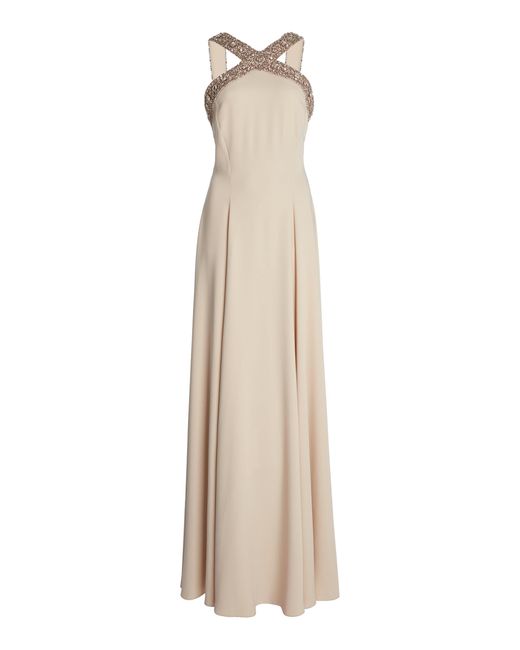 Zuhair Murad Natural Embellished Cady Maxi Dress