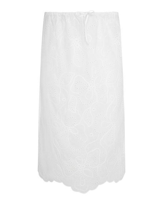 Onia White Drawstring Midi Skirt