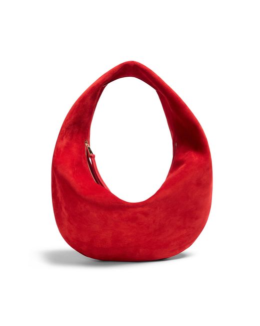 Khaite Red Olivia Medium Suede Hobo Bag