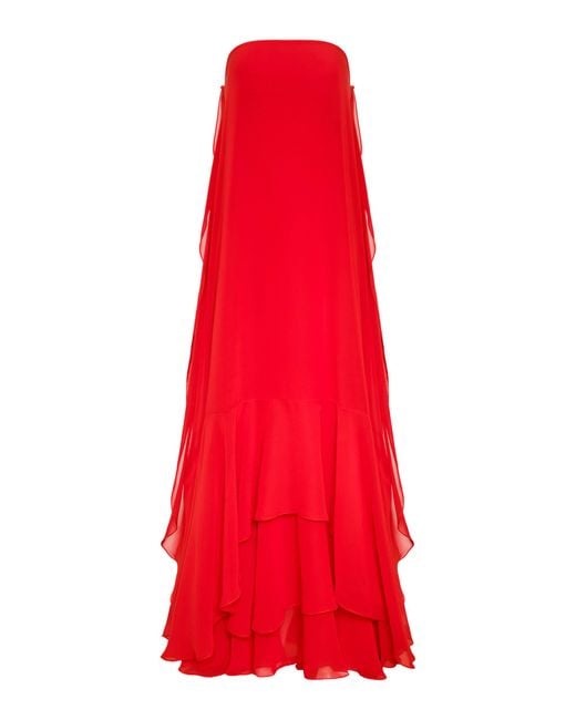 ANDRES OTALORA Red Un Secreto Chiffon Maxi Dress