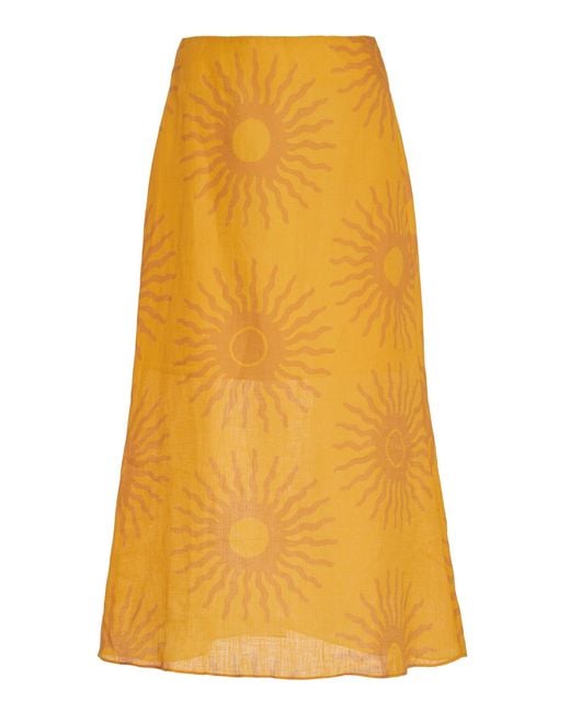 Cala De La Cruz Yellow Fabiana Linen Skirt