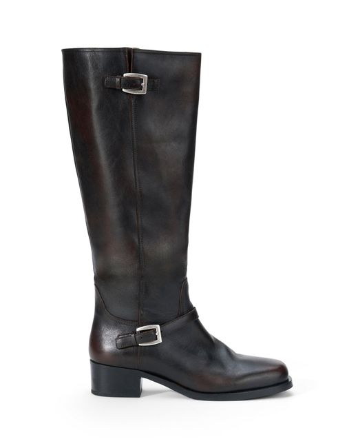 Staud Black Brooklyn Flat Leather Boots