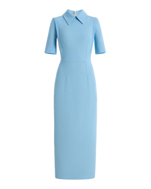 Emilia Wickstead Blue Clotilde Wool Dress