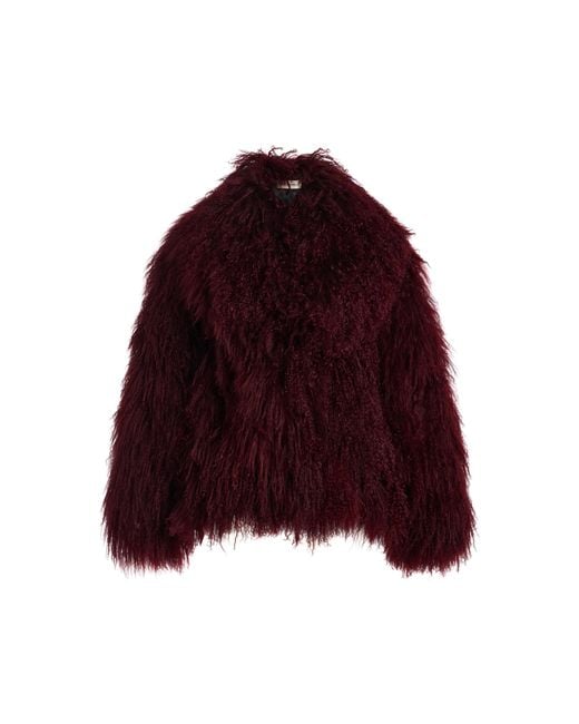 Nour Hammour Red Mirja Shearling Coat