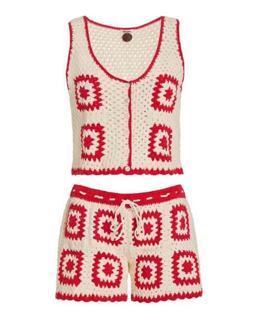 Akoia Swim Red Baia Crocheted Cotton Set