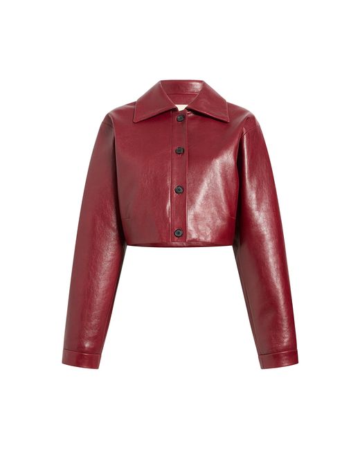 Khaite Red Sue Cropped Leather Jacket
