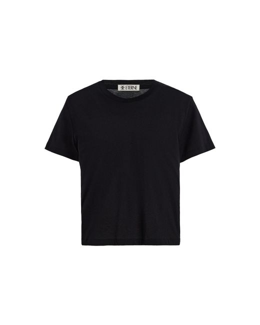 ÉTERNE Black Boxy Cotton-Modal T-Shirt