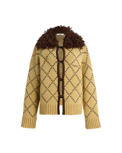 Siedres Yellow Ollie Knitted Wool-Blend Cardigan