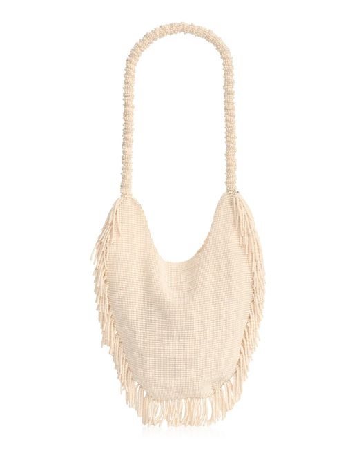LIKE A BIRD White Alana And Bone Beaded Shoulder Bag