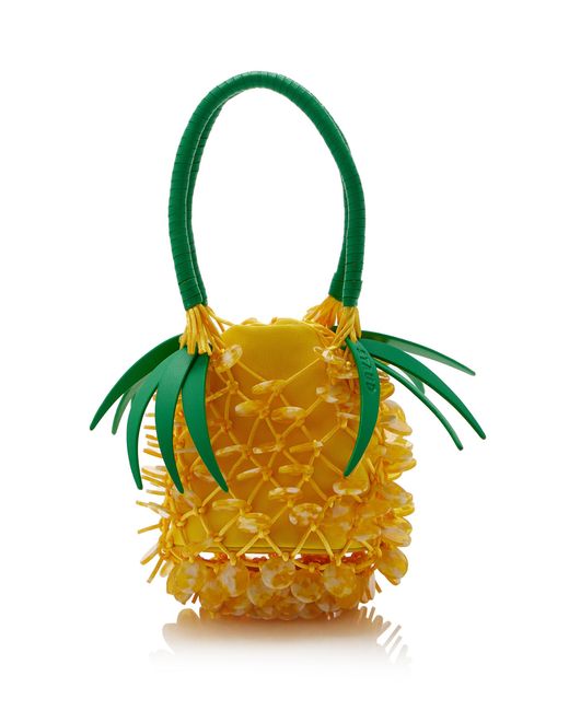 Staud Yellow Pietro Beaded Pineapple Bag