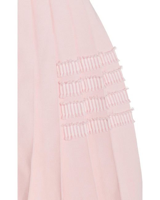 Thom Browne Pink Pleated Cotton Mini Skirt