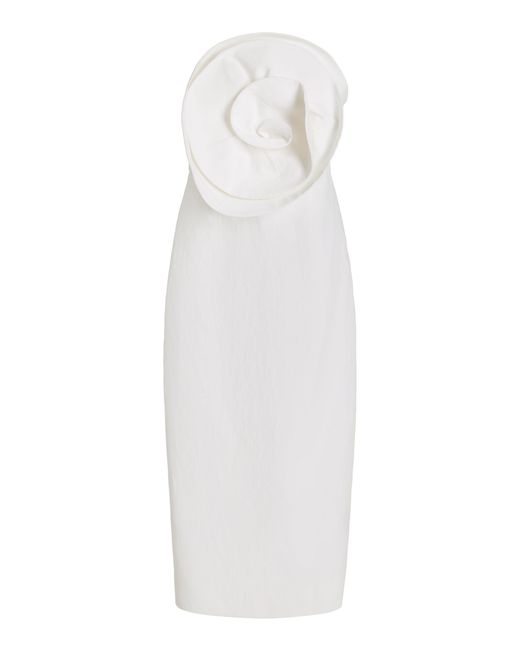 Mara Hoffman White Maia Floral-appliquéd Cotton-linen Midi Dress