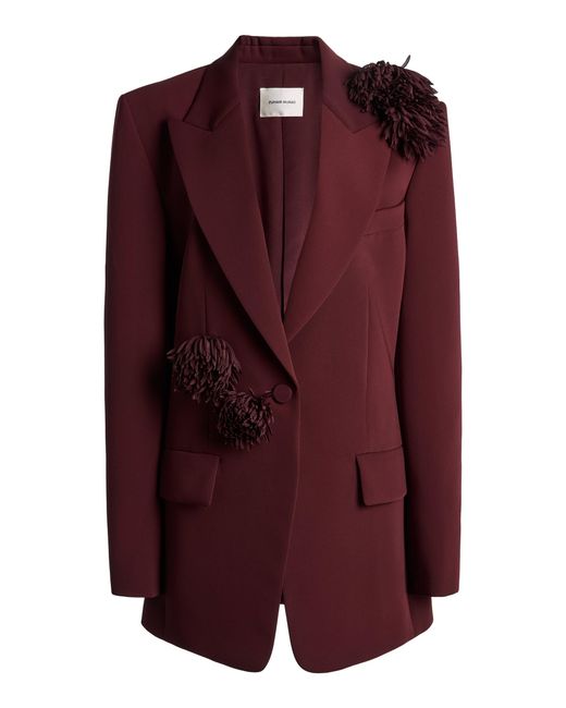 Zuhair Murad Purple Flower-Embellished Blazer