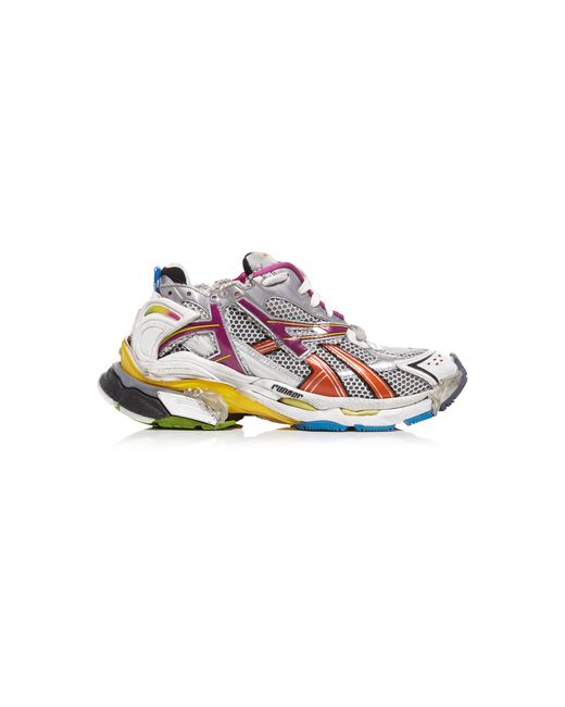Balenciaga Multicolor Runner Distressed Mesh And Rubber Sneakers