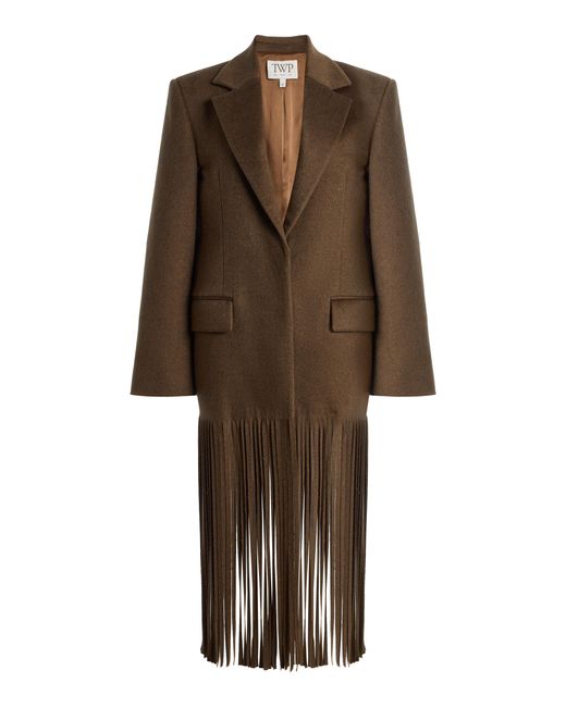 Twp Brown Mattie Fringed Cashmere Coat