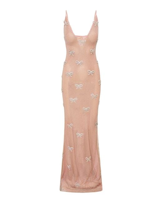 LoveShackFancy Metallic Berisa Embellished Mesh Maxi Dress
