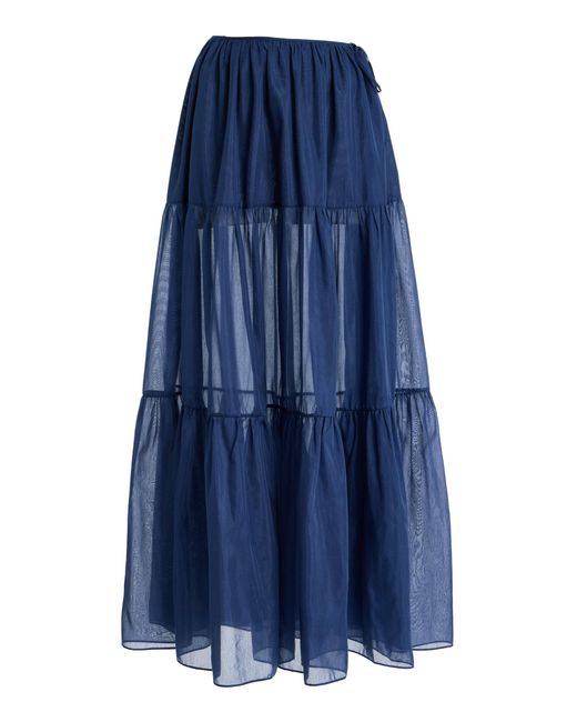 Moré Noir Blue June Cotton-Silk Voile Skirt