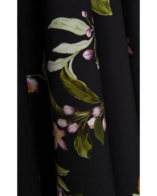 Giambattista Valli Black Bow-detail Printed Poplin Gown