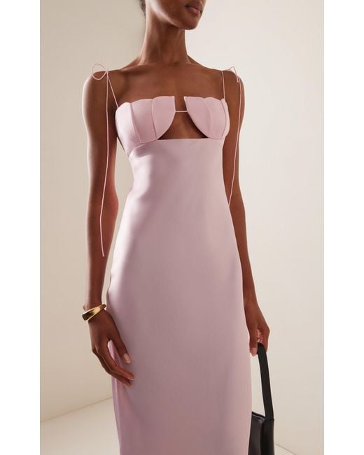 Anna October Exclusive Tulip Satin Maxi Dress in Pink | Lyst