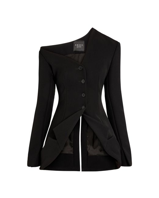 A.W.A.K.E. MODE Black Off-The-Shoulder Peplum Jacket