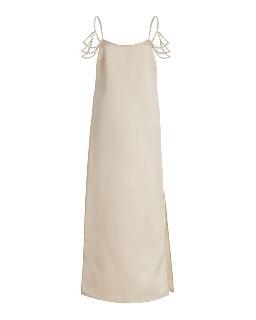 Rosie Assoulin Multicolor Pearl-embellished Silk Maxi Slip Dress